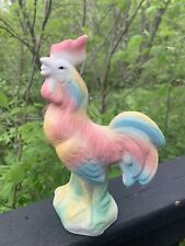 Vintage MCM Hand Painted Porcelain Pastel Rooster Chicken Country Farm 9”T picture