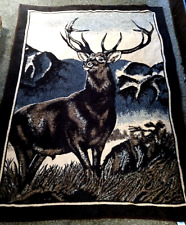 Vtg San Marcos Hi Pile Deer Buck Cabin Blanket Throw 60
