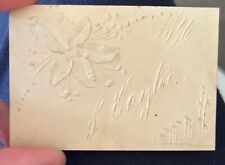 Antique Card Etched White Lily Clematis 1896 art nouveau Belle époque incised picture