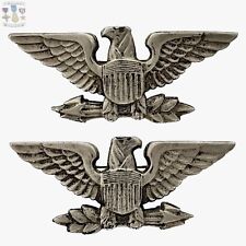 ✬LUX✬ 1-7/8” WW2 US COLONEL & CAPTAIN INSIGNIA “WAR 🦅 EAGLE” LUXENBERG STERLING picture