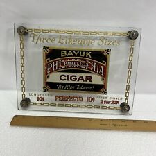 ANTIQUE TOBACCO SHOP ADVERTISING REVERSE ON GLASS SIGN BAYUK PHILLIES CIGAR picture