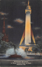 Washington Monument at Night Washington DC 1943 Postcard 7927 picture
