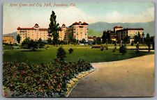 Pasadena CA Hotel Green And City Park Postcard Postal Cancel 1909 Pasadena picture