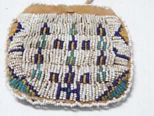 ANTIQUE c1870-90s SIOUX PLAINS INDIAN SINEW BEADED ON BUFFALO BOTH SIDES POUCH picture