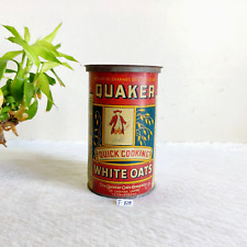 1920 Vintage Quaker Pure Quick Cooking White Oats Advertising Tin Box T728 picture