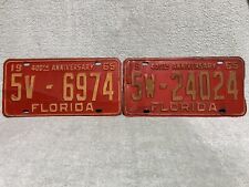 2X Vintage 1965 FLORIDA License Plate 400th Anniversary Collect Original Tag VTG picture