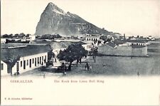 Gibraltar Rock Linea Bull Ring Cumbo Undived Back Postcard BW Union Postale picture