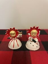 Vintage Holt Howard Poinsettia Girl Bell Ornament (2) picture