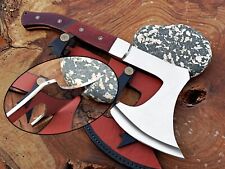 D2 Steel Custom Made High Polish Full Tang Hunting Tactical Axe Micarta Handle picture