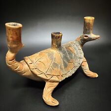Heron Martinez Mendoza TURTLE Candlelabra Mexican Folk Art Pottery HMM picture