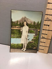 Vintage Photo 40's Pretty Woman Hand Painted w2 picture