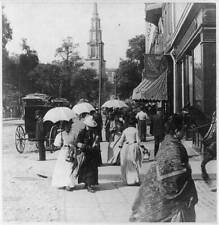 Tremont Street,Boston,Massachusetts,MA,Shops,Women,Umbrellas,Sun,Sidewalk,c1891 picture