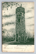 Norembega Stone Tower Weston Mass Postcard Posted 1906 w Franklin 1c Stamp picture