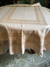 Vintage Tablecloth 100% Cotton Heavy Woven  90”x50” Rustic Farm To Fork  Chic picture