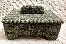 Incredible Detail Carved Vtg  Aztec Solid  Stone Box Mexico About 3 to 4 pounds picture