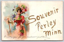 Perley Minnesota~Greetings~Pretty Lady with Fancy Hat~c1905 Postcard picture