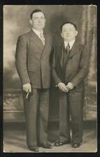 c1930 RPPC Man in Suits, One with Cigar, One with Huge Head picture