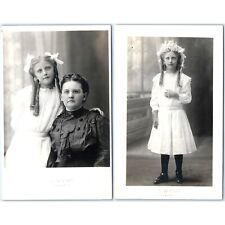 x2 LOT c1910s Celina, OH Young Mother & Child RPPC Cute Hair Little Girl PC A146 picture