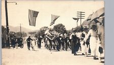 PATRIOTIC STREET PARADE MARCHING BAND real photo postcard rppc historic music picture