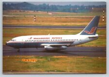 Macedonian Airlines Boeing 737 Aircraft Postcard Dusseldorf flughafen 1994 4x6 picture