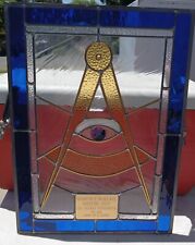 Vintage Masonic Unique Stained Glass All Seeing Eye Of Horus Freemason Plaque picture