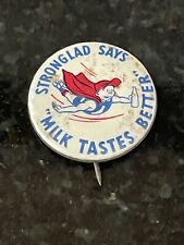 Rare 1940s Australian Superman Inspired Stronglad Promotes Milk Pinback Button picture