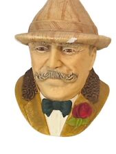 Bosson Legend Chalkware Face Bust Figurine Wall England 1994 Squire Rose Hat AC5 picture
