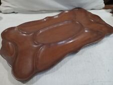 Vintage MCM Treen Wood Walnut Divided Party Nut Appetizer Dresser Jewelry Tray  picture