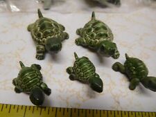 5 Vintage Made Hong Kong Green Finely Detailed Whimsical Decorative tiny Turtles picture