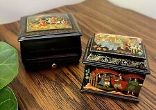 Two Russian Lacquer Trinket Caskets picture
