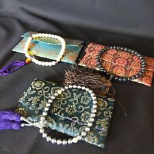 Japanese Rosary JUZU Buddhist prayer beads ３set Nishijin textile small pouch2159 picture