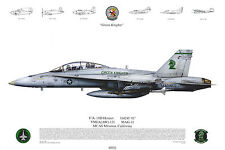 Squadron Print 521 F/A-18D Hornet VMFA121 NAS Miramar Avitaion Profile Art picture