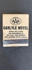 Vintage Matchbook Carlyle Motel Oklahoma City Toute 66 pre-1979 picture