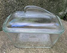 Vintage Glasbake Clear Glass Refrigerator Baking Loaf Pan with Shark Fin Lid picture