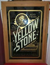 Vintage Back Painted Glass Yellowstone Bourbon Whiskey Mellow Mash Framed Sign picture