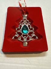Lenox Bejeweled Emerald Green Crystal  Silver Plate Tree Ornament picture