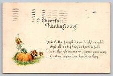 c1900s Divided Back Postcard A Cheerful Thanksgiving Pumpkin picture