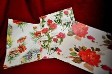 3 UNUSED VTG SHEETS 1950'S GIFT WRAP PAPER, RED, ROMANTIC FLORALS picture