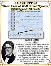 JACOB LITTLE “Great Bear of Wall Street” Tycoon, Signed RR Stock 1855 picture