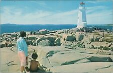 Peggy's Cove Lighthouse Peggy's Cove Nova Scotia Bigger Chrome Vintage Postcard picture
