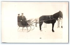 c1910's People Sleigh Horse Wagon Winter Scene RPPC Photo Antique Postcard picture