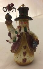 Whimsical Snowman w/ Bird Collector's Hanging Christmas Tree Ornament - 4.75