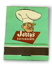 Rare Vintage - Matchbook Front Strike Jerry's Restaurant Diner USA Made Full picture