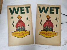 2 Vintage Sherwin Williams Paints Wet Signs 1950's S2136 7-50 675 NOS Sign picture