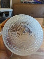 Vintage Mid Century Modern White Clear Glass Flush Mount Ceiling Light Cover  picture