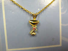 NOS My First Communion Necklace With Guilloche Enamel Cross on Chalice Pendant picture