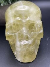 2.37LB Large Natural Citrine Quartz Skull Hand Carved Crystal Reiki Rainbows picture