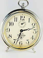 Vintage 1930s Ward's Old Reliable 8-day Alarm Clock, VERY CLEAN, Nickle. Working picture