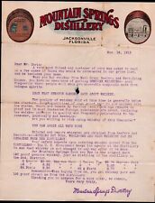 1913 Jacksonville Fl - Whiskey - Mountain Springs Distillery - Color Letter Head picture