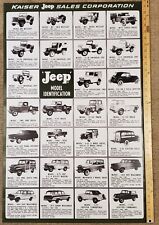 Vintage Jeep Kaiser model identification chart / poster 34